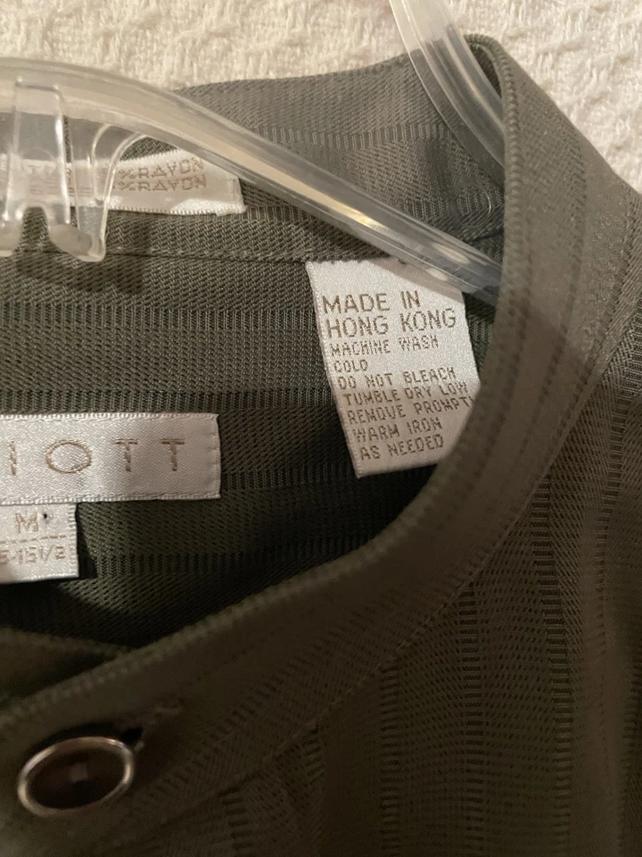 Camisa de vestir vintage Elliott abotonada 15-15,5 sin cuello excelente estado Foto 4 de 4