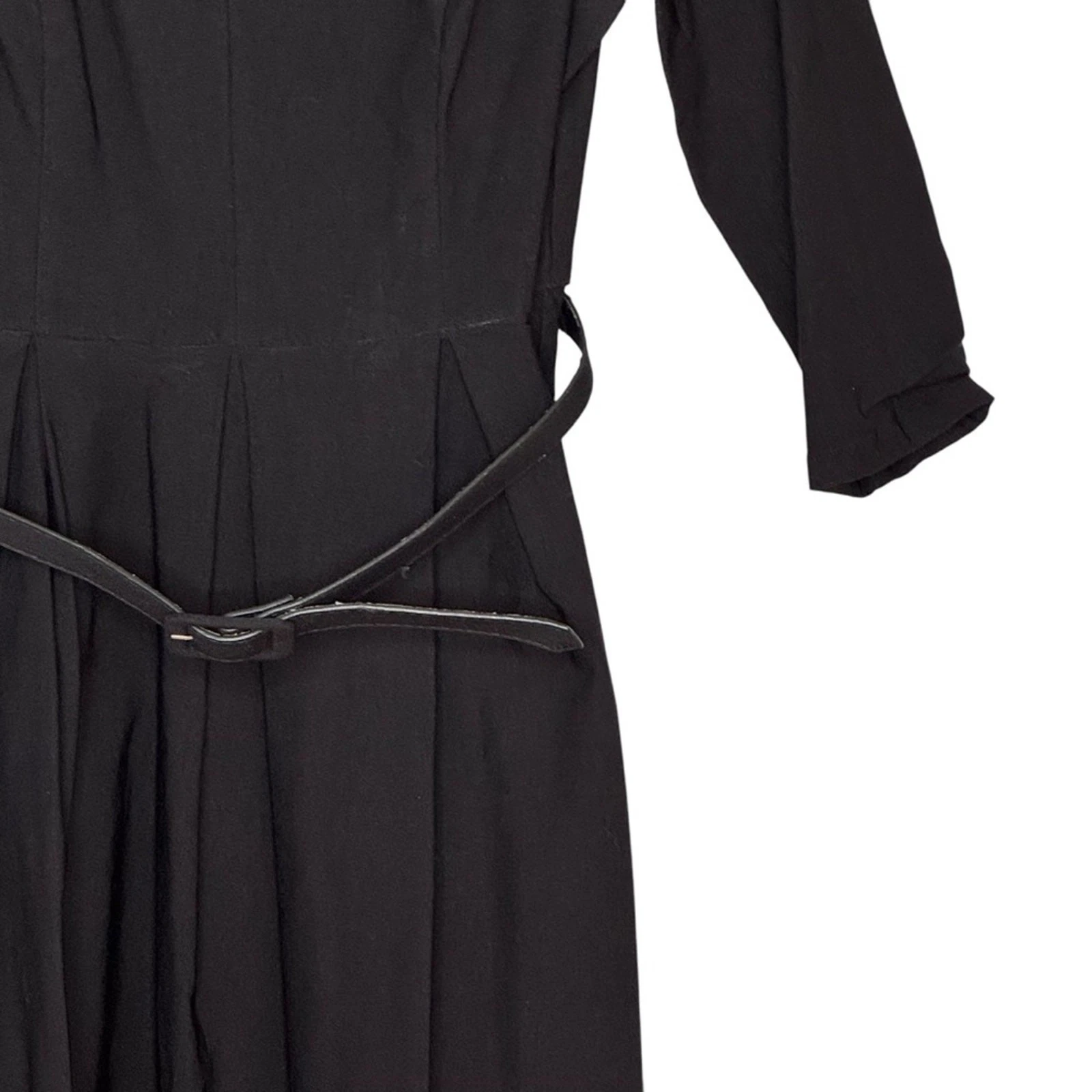 UNDERCOVER Abito svasato ModCloth grande nero rayon nylon span "Sartorial Secret" con cintura aderente