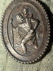 Large Antique Sterling Silver Saint Christopher Protects Us Pendant — photo 2