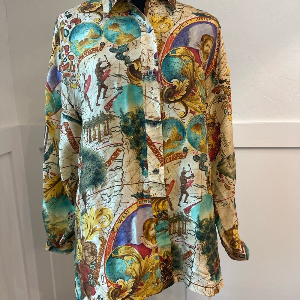 Studio Multicolor Artistic Button Down Shirt - image 2