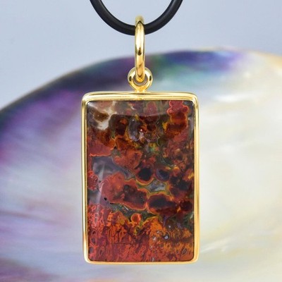 Agustus-Collection Anhänger Plume Achat Cabochon vergoldet 18K 9.63g