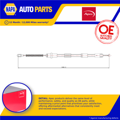 Handbrake Cable Rear Left or Right CAB1599 Apec Hand Brake Parking 9064203085