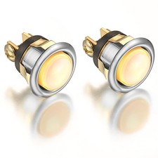 Dreyoo 2 Pack Lighted Doorbell Button Replacement, Silver, Yellow Light
