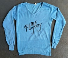 VTG 70s/80s Playboy V-neck Sweatshirt.Small baby Blue