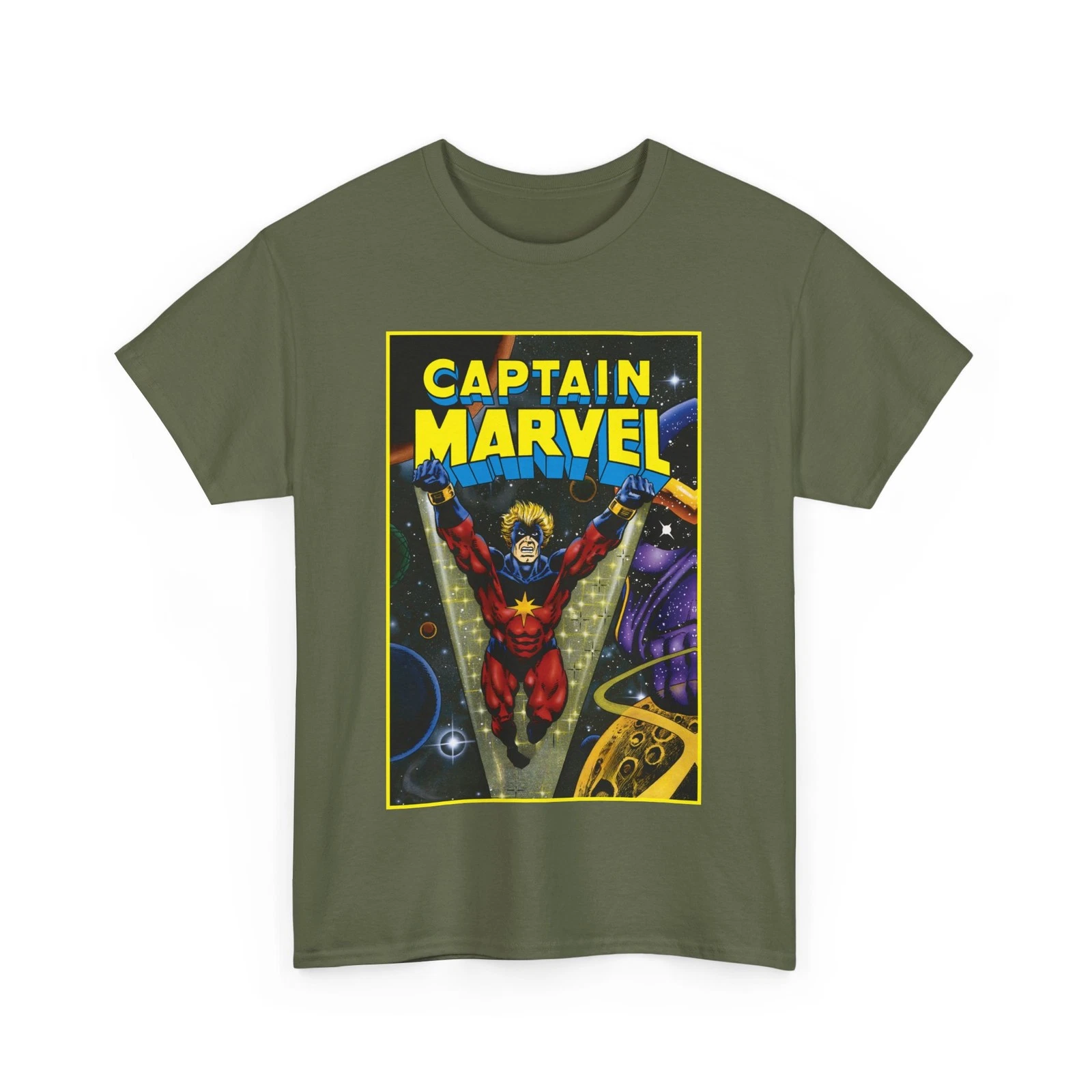 Captain Marvel T-Shirt - Jim Starlin Art - Mar-Vell - Thanos - Marvel Comics
