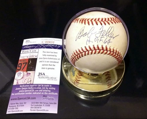BOB FELLER HOF 62 Signed Rawlings Official Major League Baseball JSA COA AUTO