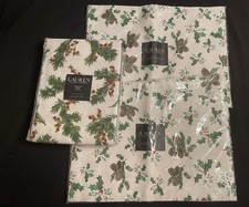 Ralph Lauren Cotton Tablecloth Christmas Pine Berries 60 x 120" 8 Placemats
