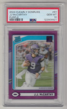 2024 PANINI CLEARLY DONRUSS JJ MCCARTHY PURPLE RC RATED ROOKIE /75 PSA 10 #61