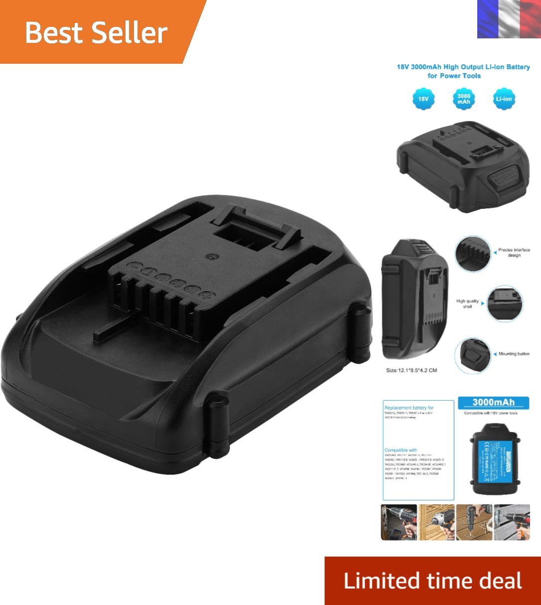 Batterie 18V Li-ion avec protection intelligente contre la surchauffe Burgarden