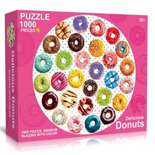 Delightful Donuts 1000 Piece Jigsaw Puzzle for Adults Kids Ages 12+ Paper - New