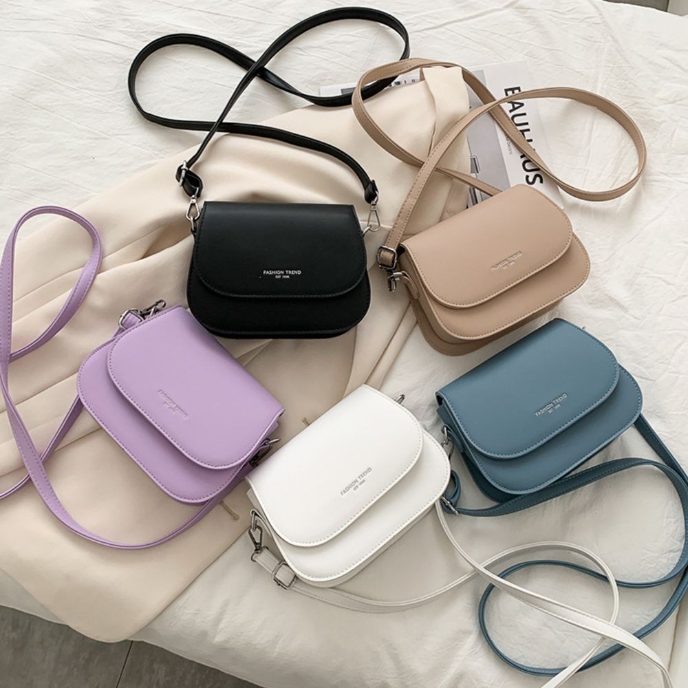 PU Leather Simple Flap Messenger Bag Handbags Saddle Shoulder Bag Crossbody Bag