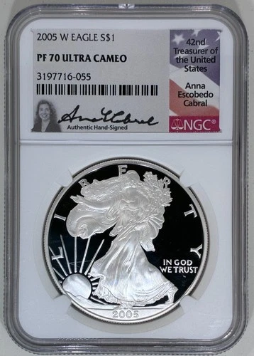 2005-W American Silver Eagle NGC PF70 UCAM Anna Escobedo Cabral  Signed RARE