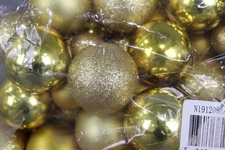 Vickerman 6" -  Gold Assorted Ornament Ball Christmas Garland