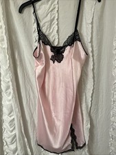 Victoria Secret Pink Satin Slip Dress L Chemise Lingerie Babydoll Luxury Fairy