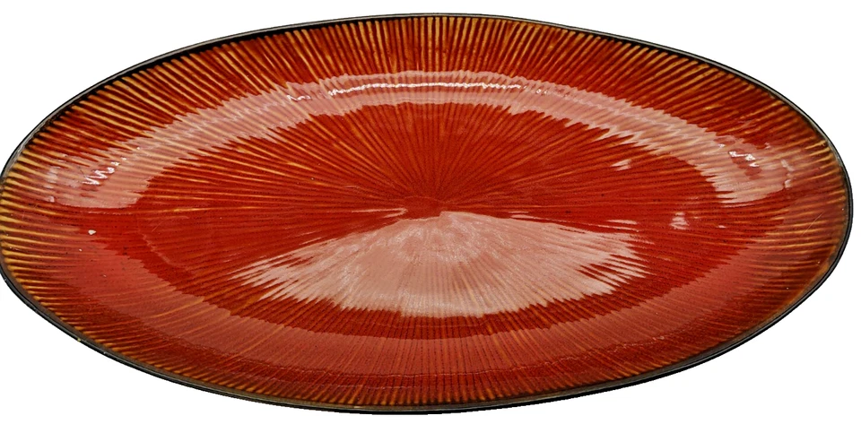 Bandejas para servir de gres oblongas Two Pier 1 otoño naranja óxido pan y relish Foto 2 de 4