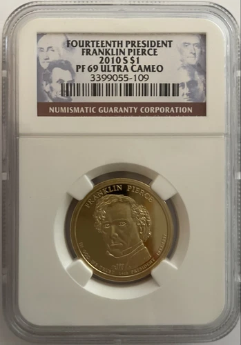 Fourteenth President, Franklin Pierce, 2010-S $1, PF69 Ultra Cameo NGC