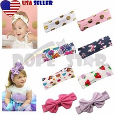 8 Pieces Girls Kids Toddler Baby Headband Wrap Hair Bow Flower Band Headwear