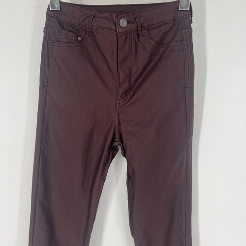 H&M Super Skinny High Waist Jeggings Womens Size 26/30 Burgundy Coated Denim - Picture 4 of 11