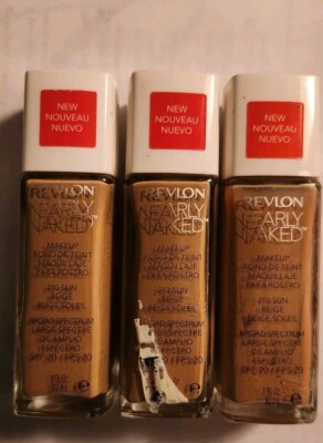 3x Revlon Nearly Naked Liquid Makeup Foundation SPF 20 #210 Sun Beige