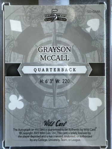 2023 WILD CARD Stacked Deck. Grayson McCall 1/1 ONE of ONE AUTO. NC STATE - Picture 4 of 4
