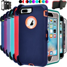 For Apple iPhone 7/7 Plus Shockproof Defender Case Cover with Screen  Belt Clip