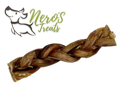 Dog Bones  8-10'' Braided Bully Stick (2 Counts) Odor-free! 