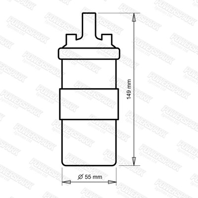 Powerspark Black Sports 12V Oil-Filled Ignition Coil - 3 Ohm, Non-Ballast, For Classic Cars