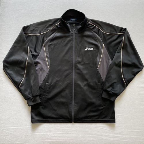 Vintage Asics Track Jacket Adult Large Black Full Zip 80s Japan Hip Hop