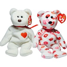 TY Beanie Babies Valentine Theme Holiday Bears Love Hearts - Lot of 2