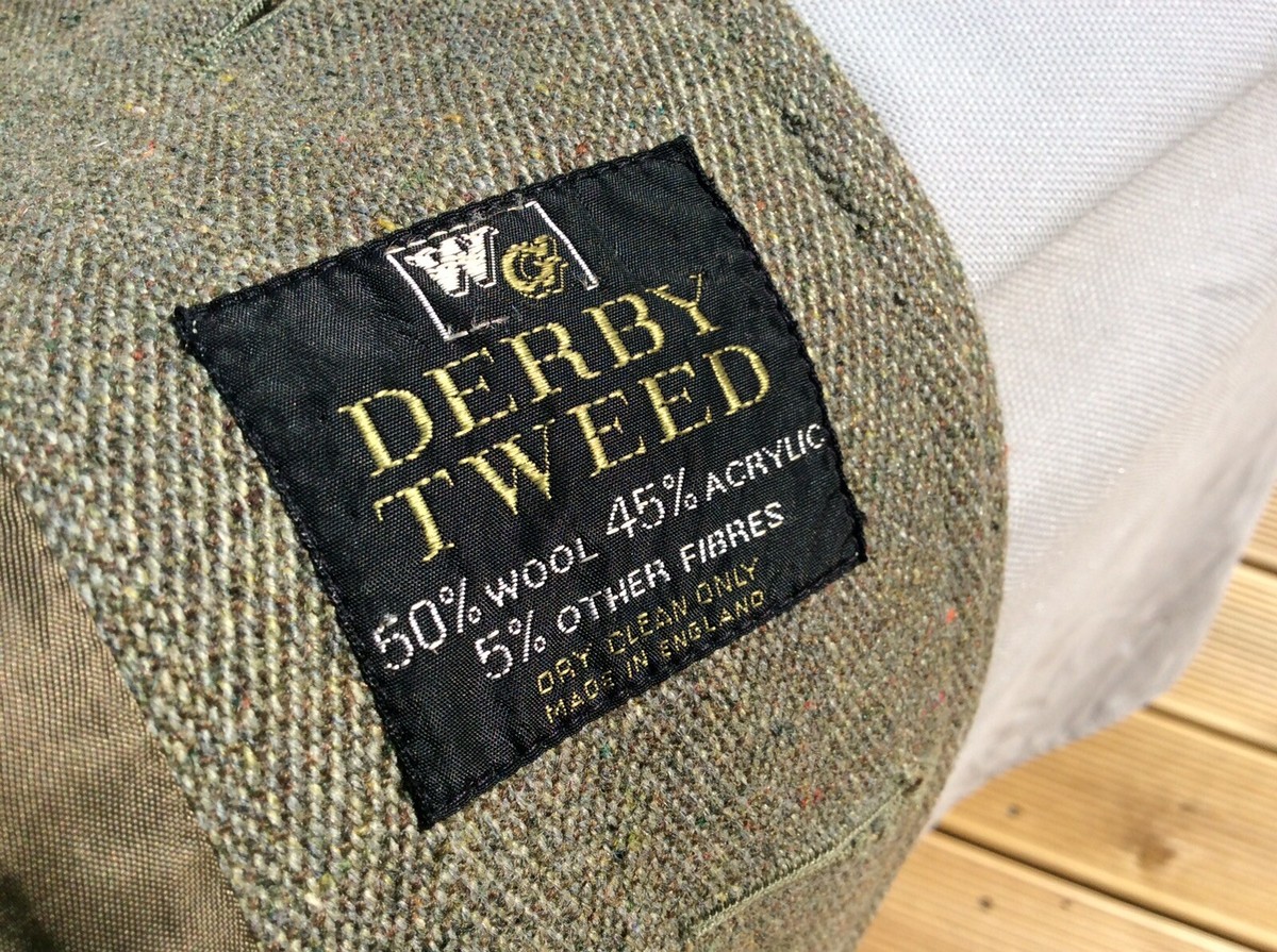 Vintage Grenfell Herringbone Derby Tweed Coat Size 44/54 XL