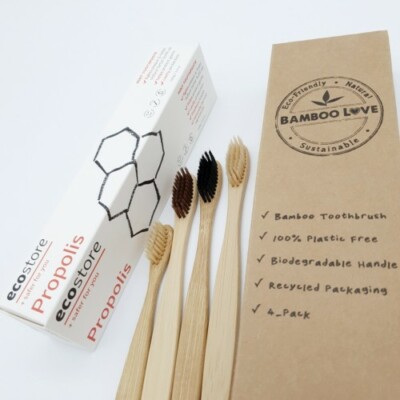 ecostore Propolis Toothpaste 100g Bamboo Toothbrushes Family Set 4 in 1 Eco