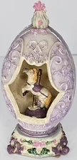 VINTAGE K’s Collection Easter Egg Purple Polymer Clay Style w/ Horse in Center