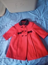 Vintage Girls Sz 12m Wool Cashmere Blend Peacoat Saks Fifth Ave Red Blk Velvet
