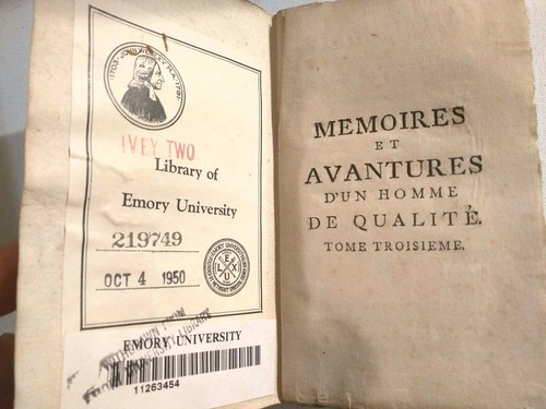 Mémoires et Aventures d'un Homme de Qualité by Antoine Francois Prevost 1759 - Imagen 4 de 4