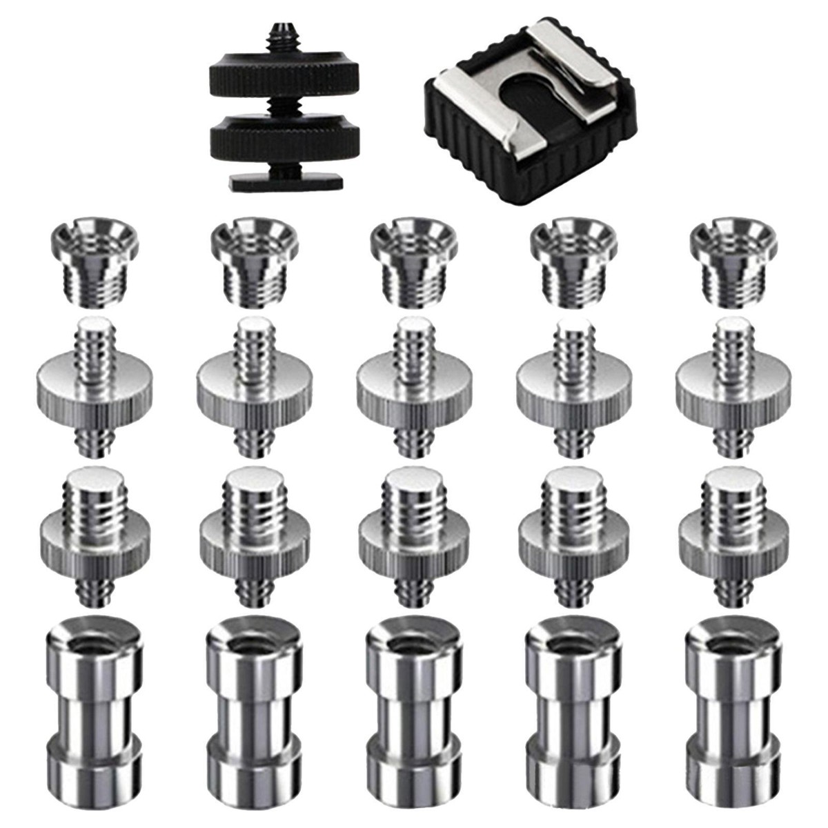 22x Camera Screw Kit 1/4 inch and 3/8 inch Hot Shoe Mount for