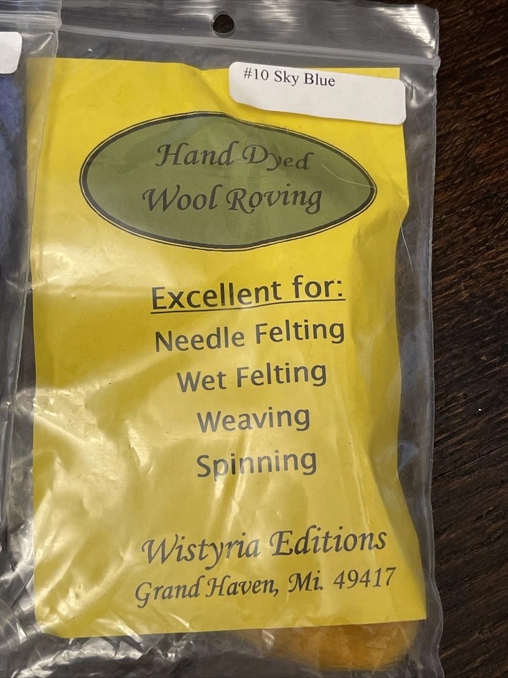 Wistyria Editions hand Dyed Wool Roving Lot 3 Orange lavender sky blue - Image 2 of 4