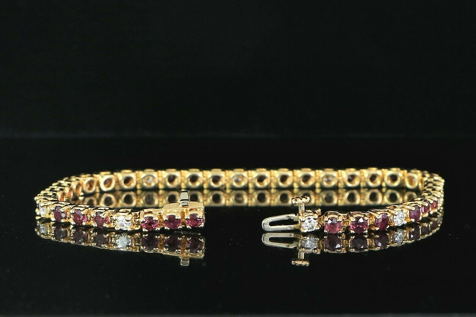 $7,500 14K Solid Yellow Gold Red Ruby Round Diamo… - image 5