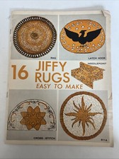 16 JIFFY RUGS Easy to Make Rag, Latch Hook, Cross-Stitch, Rya, Needlepoint 1968