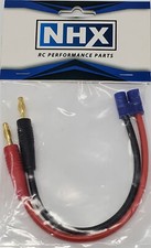 NHX RC EC3 Male Charging Cable w/ 4.0mm Banana Connector Adapter 12 AWG 6" Wire