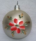 BEAUTIFUL ITALY HAND PAINTED FLOWERS GOLD GLITTER GLASS CHRISTMAS TREE ORNAMENT — photo 1