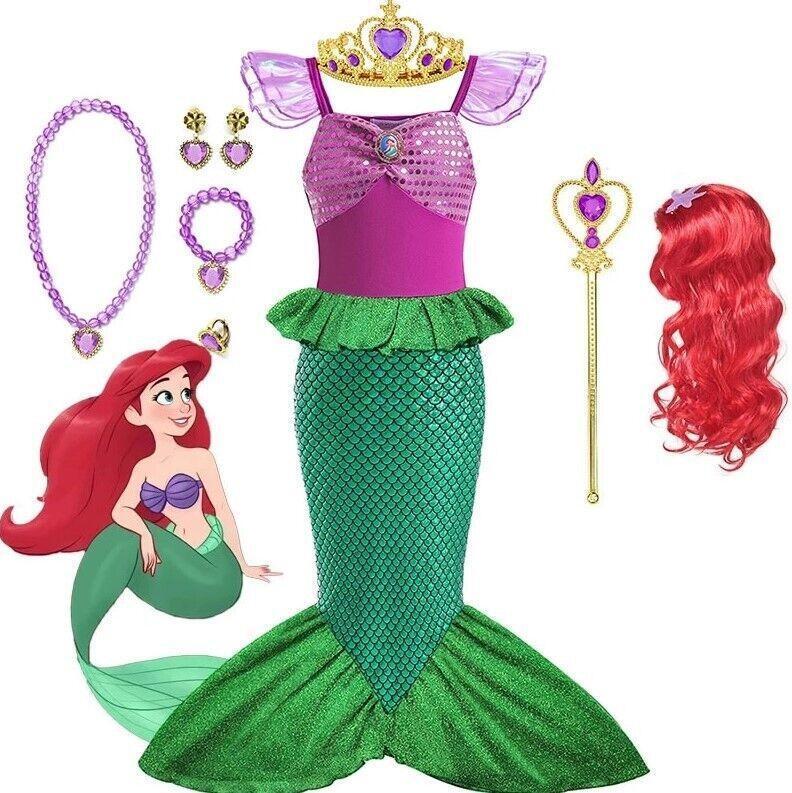 Little Mermaid Ariel Princess Costume Kids Girls Dress Cosplay Carnival Party