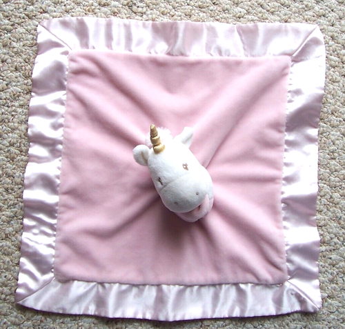 Gund Baby Luna Lovey White Unicorn Pink Security Blanket Soft Satin Trim 14 x 14 - Picture 3 of 5