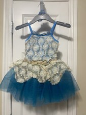 Dance Costume Revolution RC16871 Size MC Peacock blue and Ivory