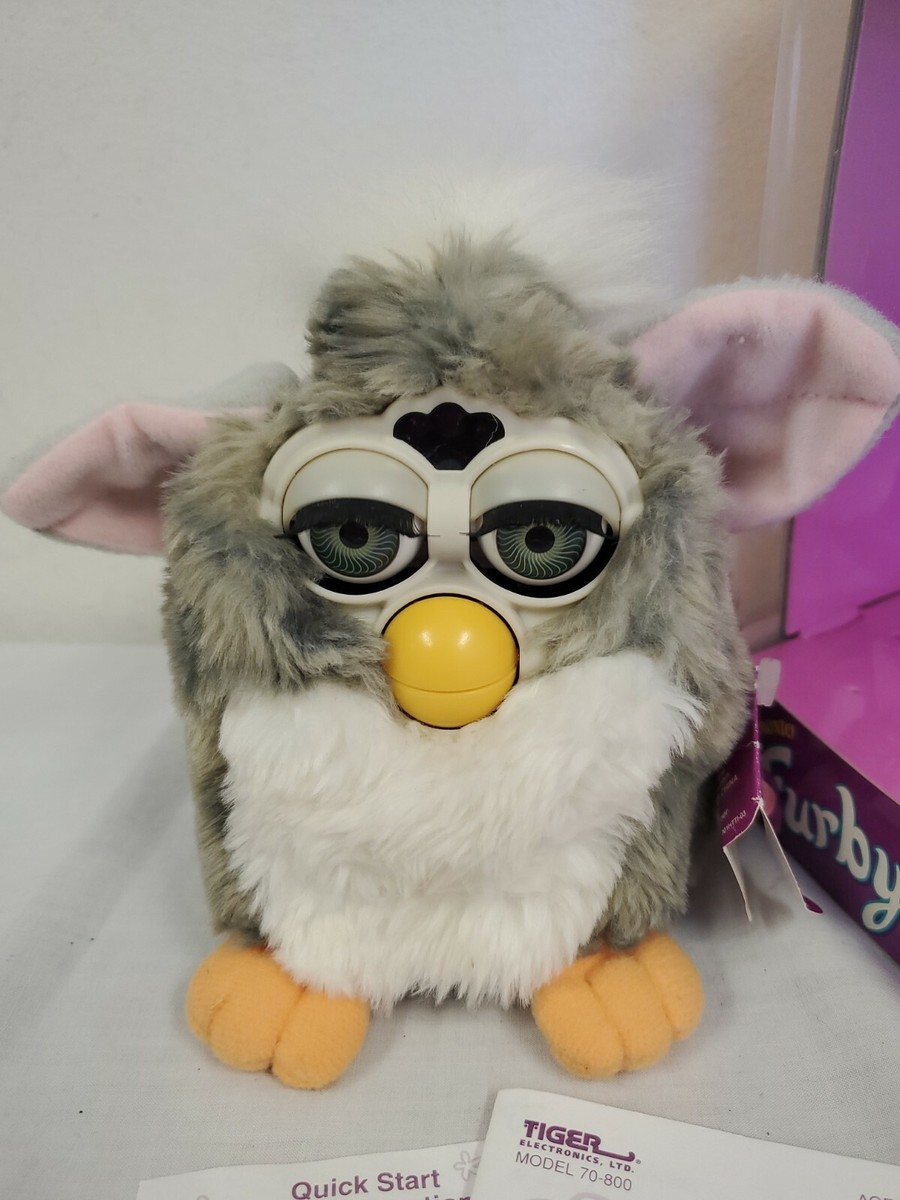 VINTAGE FURBY 70-800 WHITEGRAY GREEN EYES- W BOX PAPERWORK | eBay