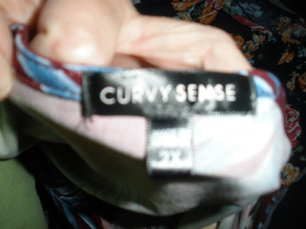 VETEMENTS #302 Abito Curvy Sense Plus 2X 22 24 Borgogna Marrone Floreale Gigli Elasticizzato USA