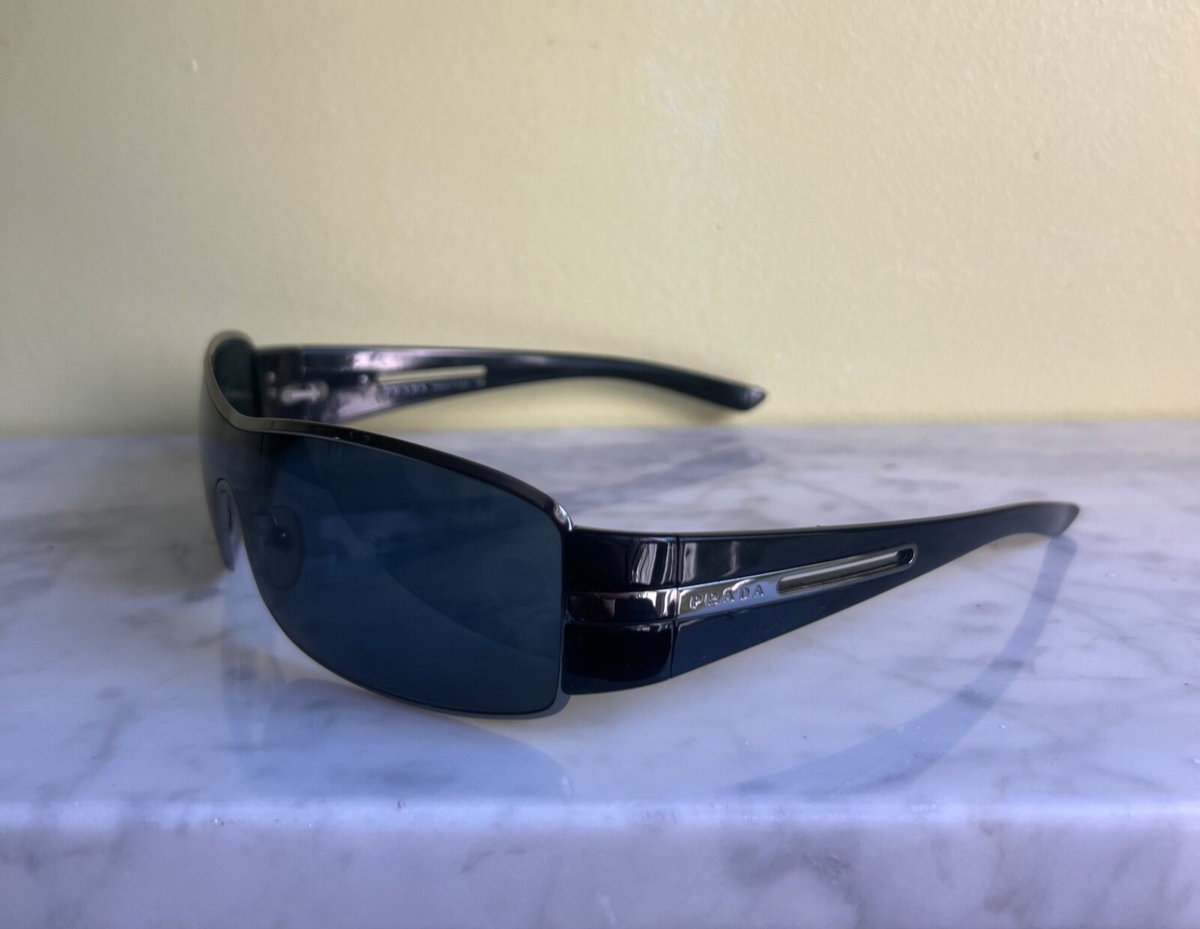 PRADA Mens Designer Sunglasses Black Shield SPR 56H 5AV-1A1 | eBay UK
