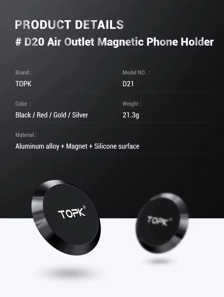 2x Car Magnetic Strong Mobile Phone Holder Dashboard Mount Strong Magnet Black - Image 3 of 4