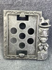 New Vtg SEARS PEWTER BABY PICTURE FRAME 3.5" X4"Toys Stack Portrait Studio Photo