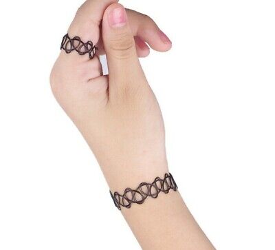 Vintage Retro Hippy Finger Thumb Ring Stretch Tattoo Henna Black Boho Elastic Ebay