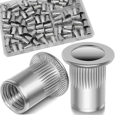 88Pcs M6 Rivet Nut 304 Stainless Steel Rivnut Threaded Insert Nut, Knurled B...